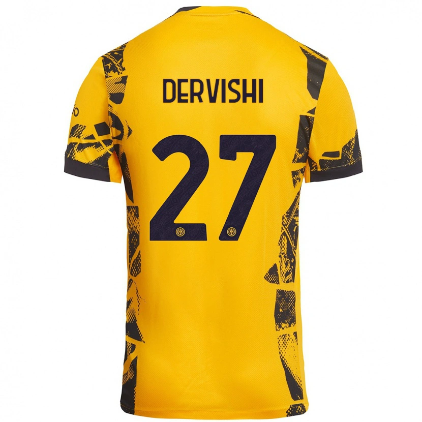 Danxen Heren Kristian Dervishi #27 Goud Zwart Thuisshirt Derde Tenue 2024/25 T-Shirt