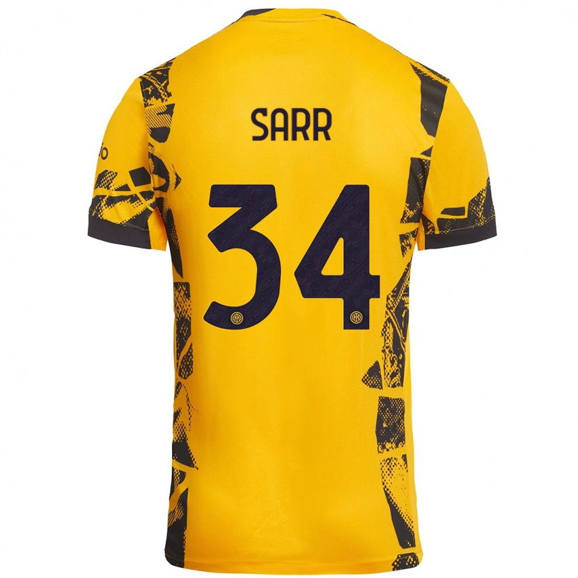 Danxen Heren Amadou Sarr #34 Goud Zwart Thuisshirt Derde Tenue 2024/25 T-Shirt