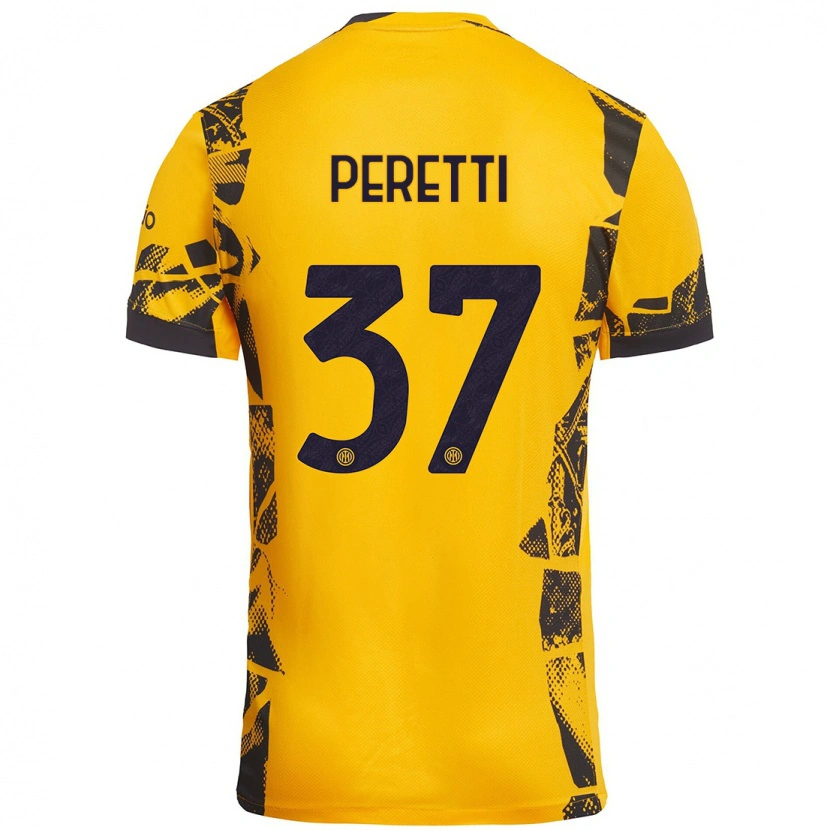 Danxen Heren Lorenzo Peretti #37 Goud Zwart Thuisshirt Derde Tenue 2024/25 T-Shirt