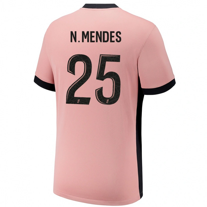 Danxen Heren Nuno Mendes #25 Roestroze Thuisshirt Derde Tenue 2024/25 T-Shirt