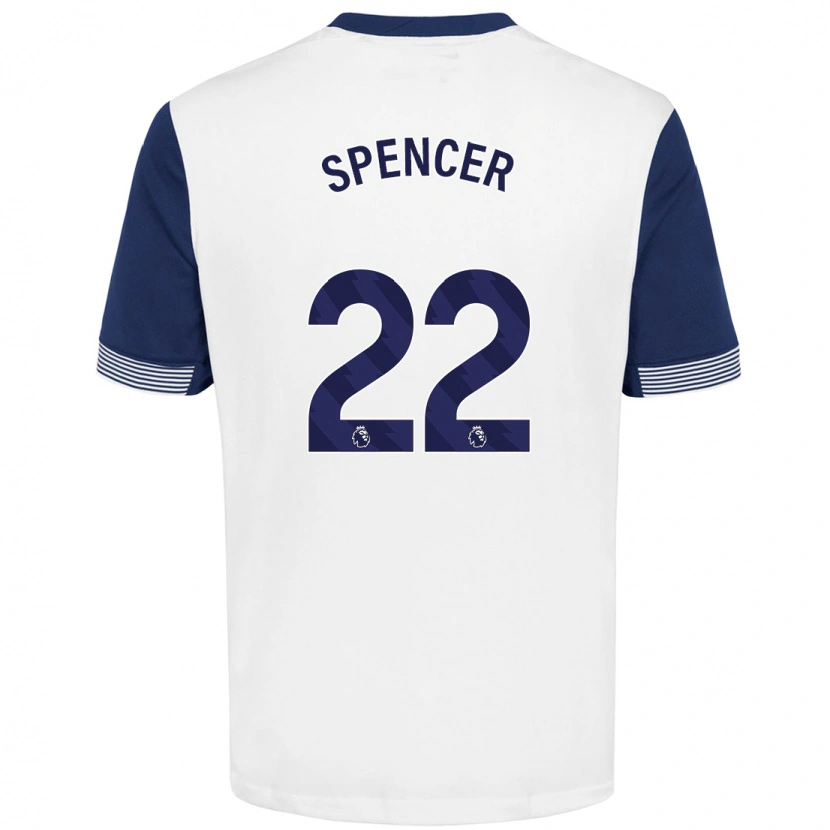 Danxen Dames Rebecca Spencer #22 Wit Blauw Thuisshirt Thuistenue 2024/25 T-Shirt