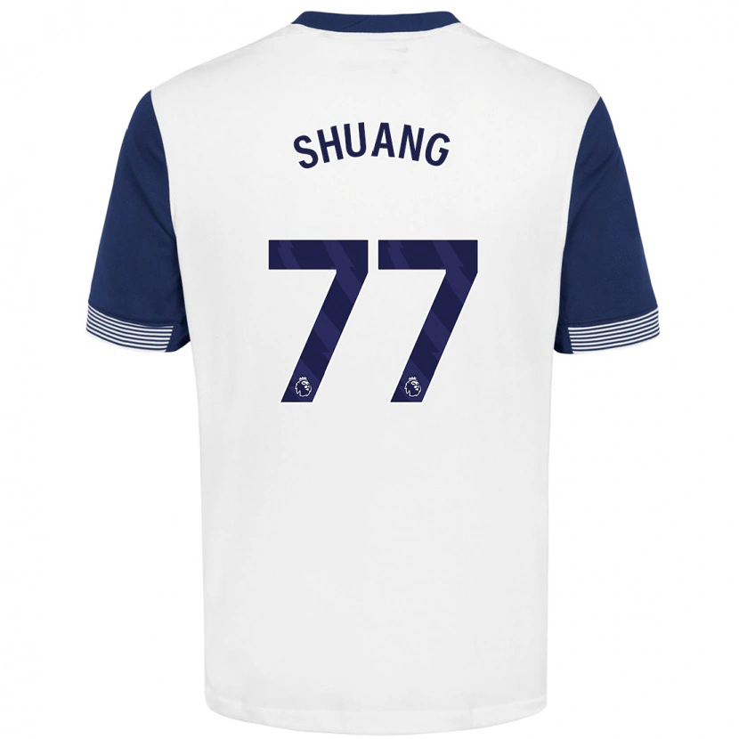 Danxen Dames Wang Shuang #77 Wit Blauw Thuisshirt Thuistenue 2024/25 T-Shirt