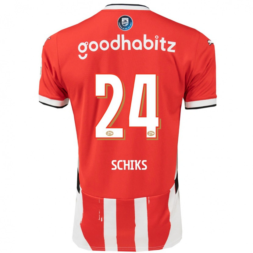 Danxen Dames Niek Schiks #24 Rood Wit Thuisshirt Thuistenue 2024/25 T-Shirt