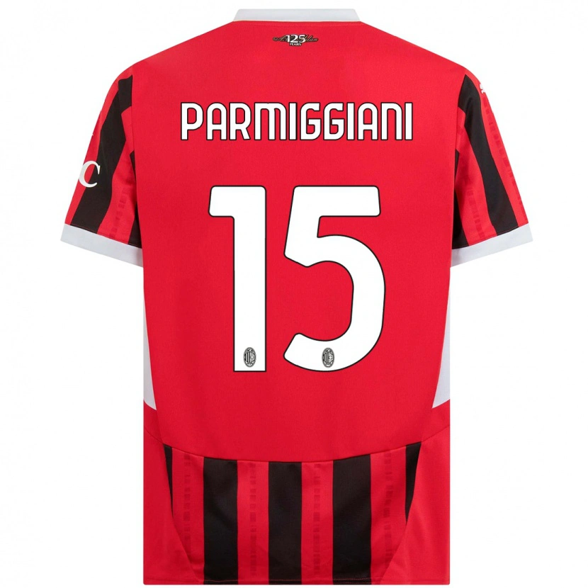 Danxen Dames Pietro Parmiggiani #15 Rood Zwart Thuisshirt Thuistenue 2024/25 T-Shirt