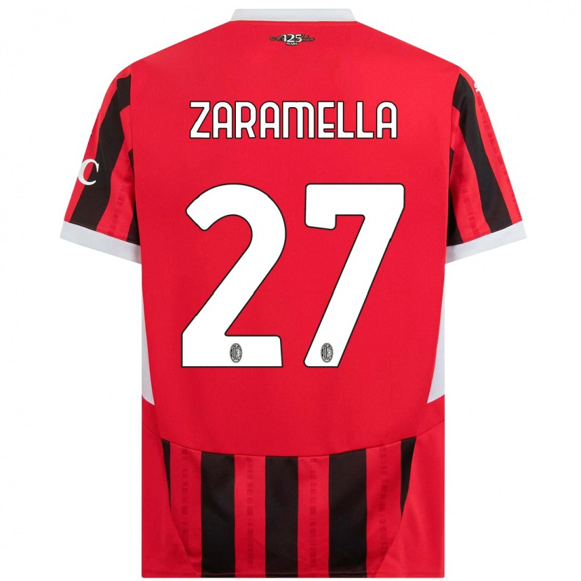 Danxen Dames Mattia Zaramella #27 Rood Zwart Thuisshirt Thuistenue 2024/25 T-Shirt