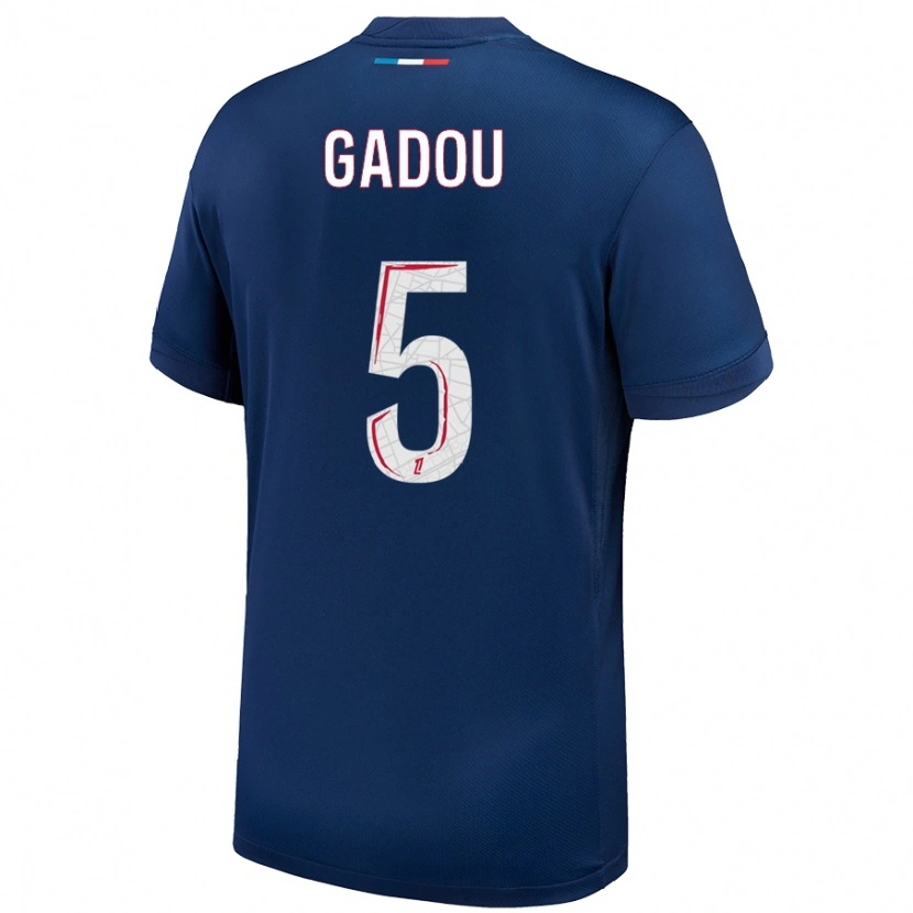 Danxen Dames Joane Gadou #5 Marineblauw Wit Thuisshirt Thuistenue 2024/25 T-Shirt