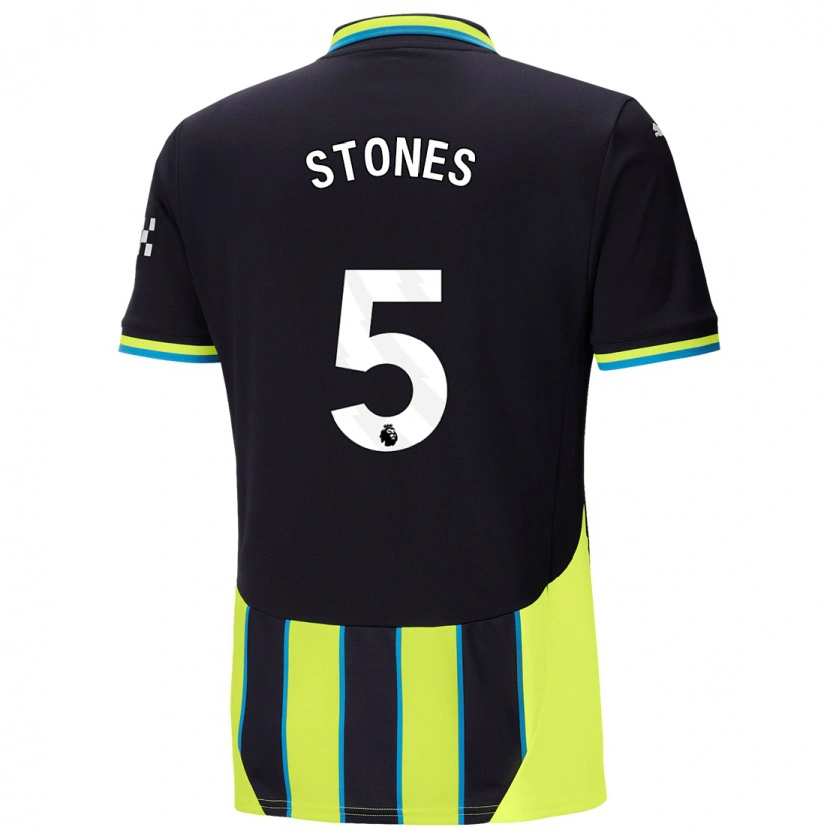 Danxen Dames John Stones #5 Blauw Geel Uitshirt Uittenue 2024/25 T-Shirt