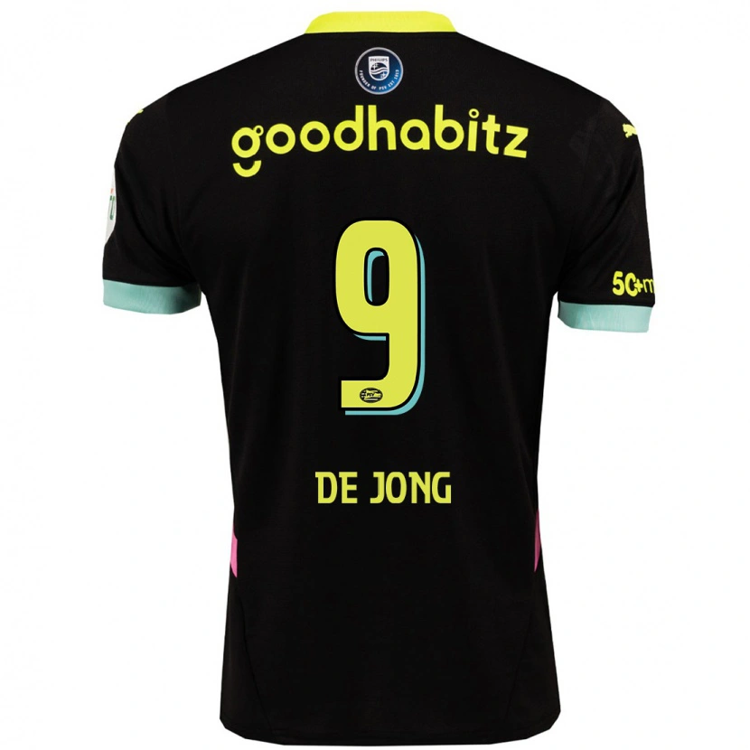 Danxen Dames Luuk De Jong #9 Zwart Geel Uitshirt Uittenue 2024/25 T-Shirt