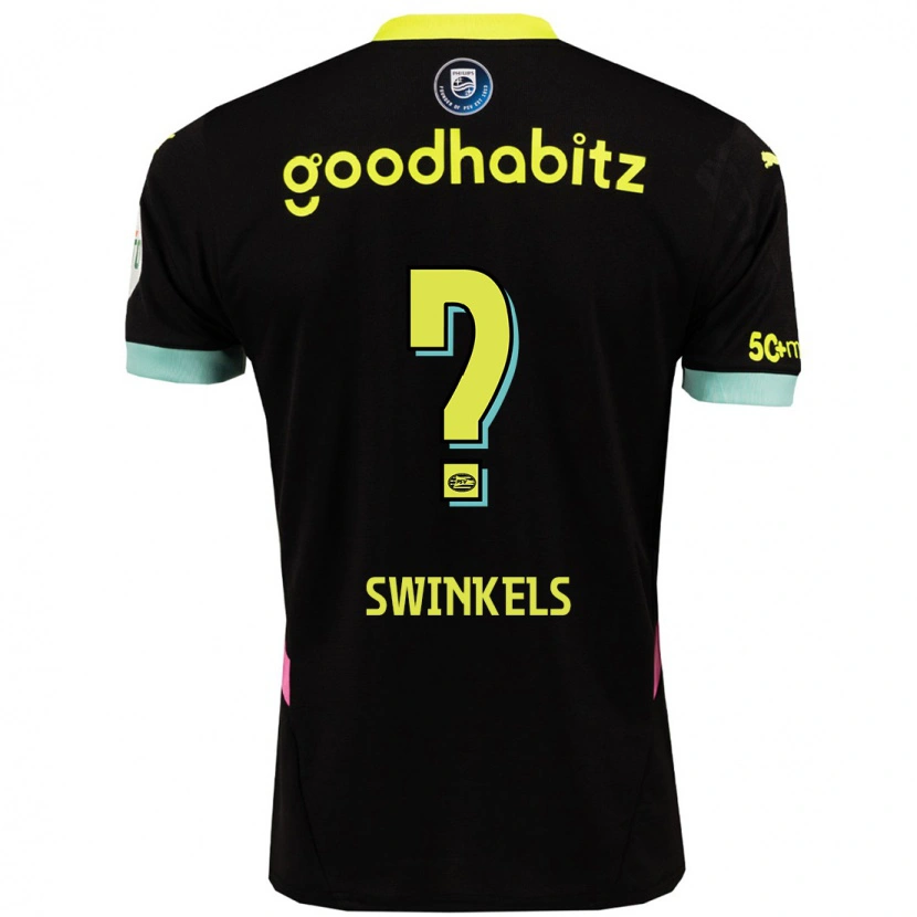 Danxen Dames Michal Swinkels #0 Zwart Geel Uitshirt Uittenue 2024/25 T-Shirt