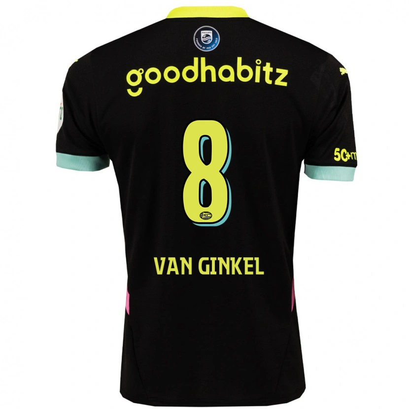 Danxen Dames Marco Van Ginkel #8 Zwart Geel Uitshirt Uittenue 2024/25 T-Shirt