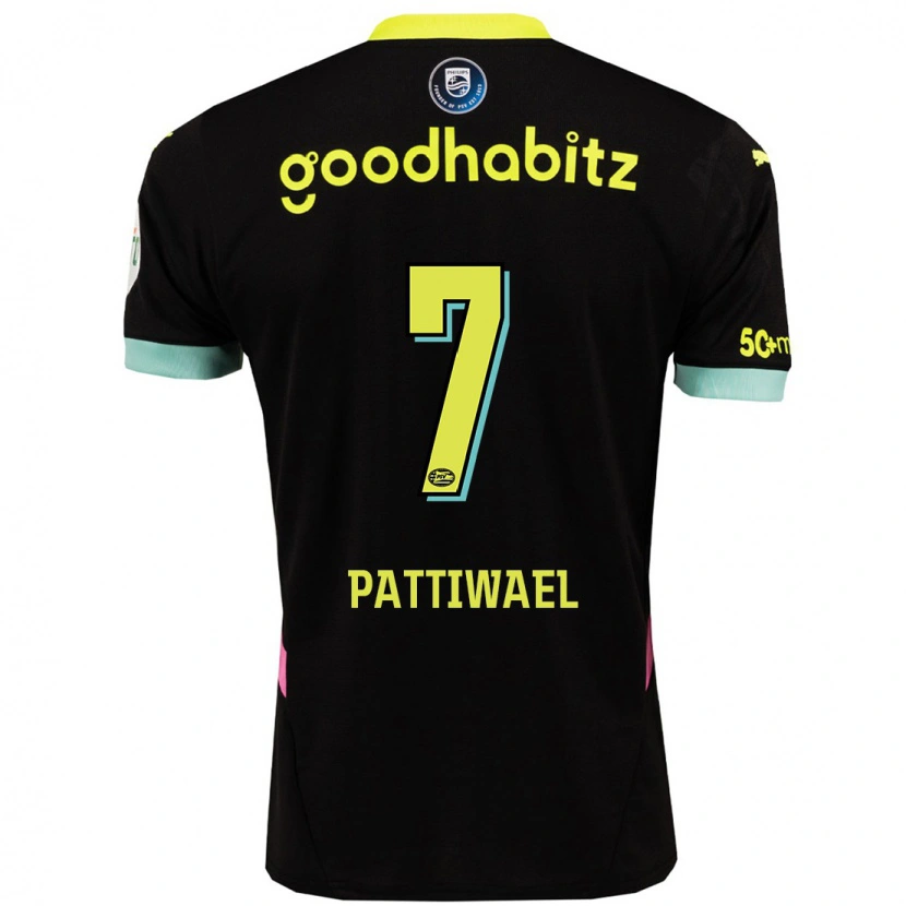 Danxen Dames Naomi Pattiwael #7 Zwart Geel Uitshirt Uittenue 2024/25 T-Shirt