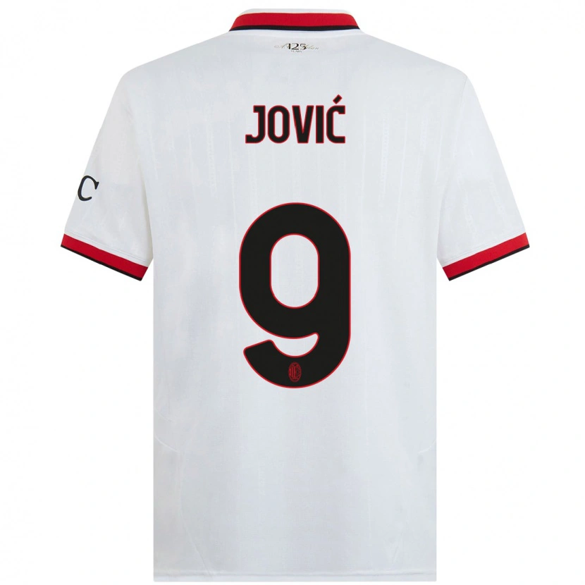 Danxen Dames Luka Jović #9 Wit Zwart Rood Uitshirt Uittenue 2024/25 T-Shirt