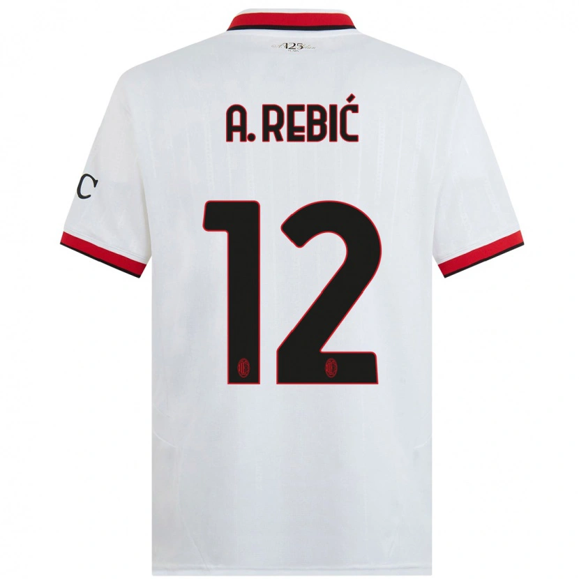 Danxen Dames Ante Rebic #12 Wit Zwart Rood Uitshirt Uittenue 2024/25 T-Shirt