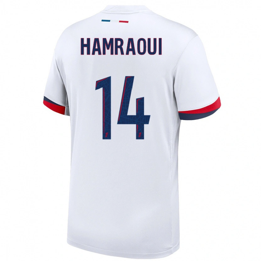 Danxen Dames Kheira Hamraoui #14 Wit Blauw Rood Uitshirt Uittenue 2024/25 T-Shirt