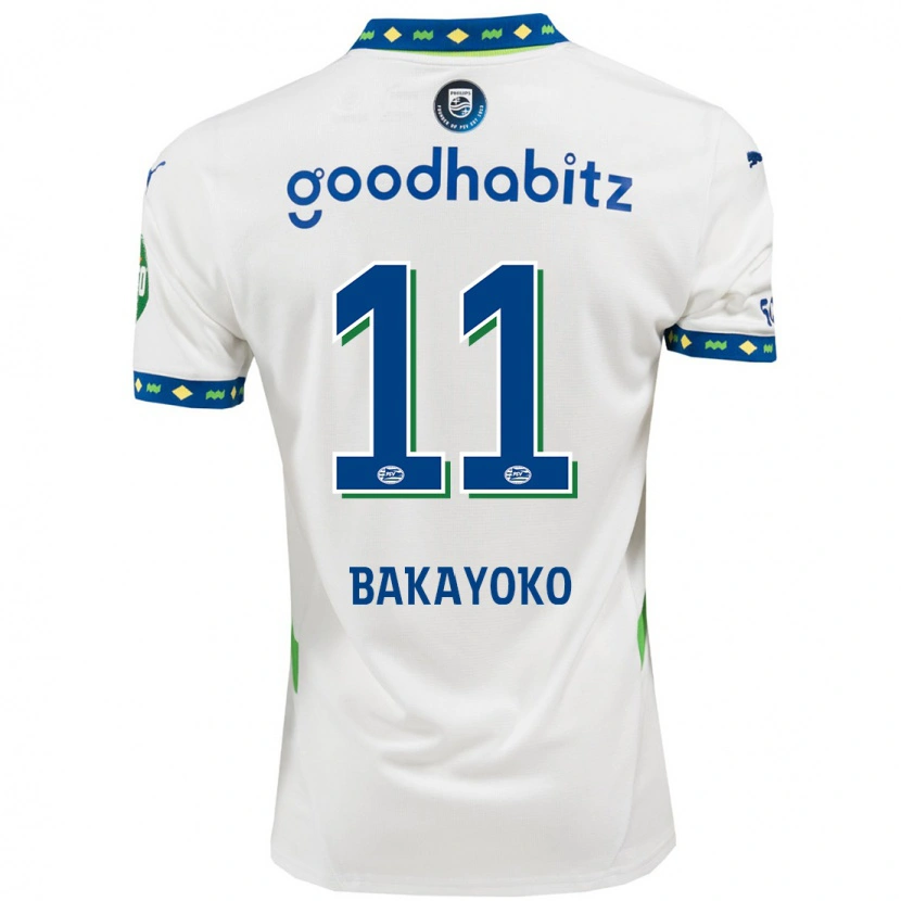 Danxen Dames Johan Bakayoko #11 Wit Donkerblauw Thuisshirt Derde Tenue 2024/25 T-Shirt