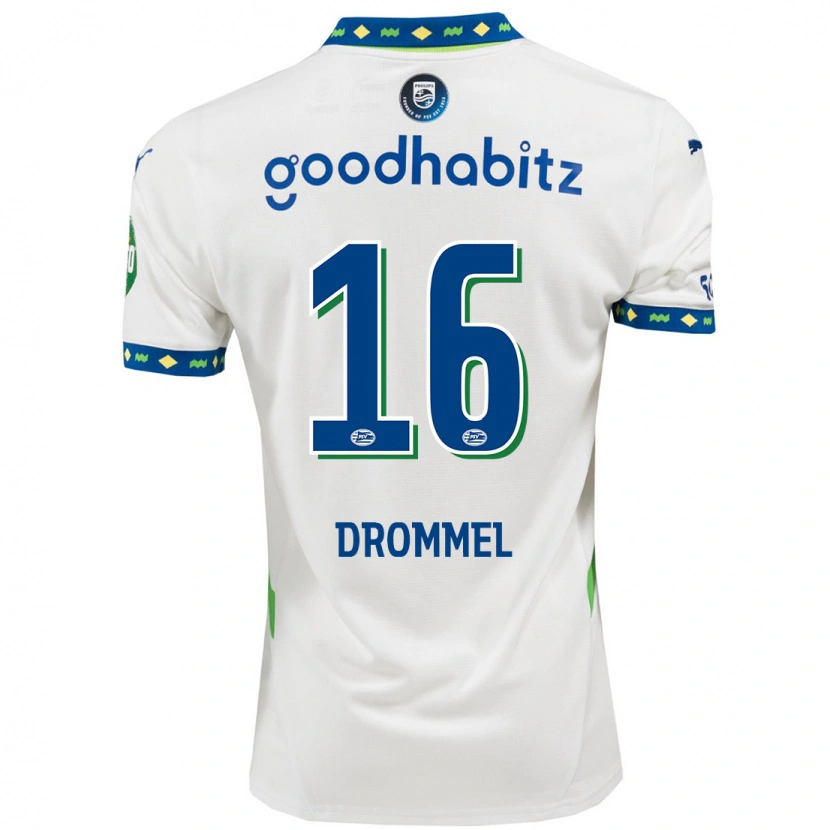 Danxen Dames Joël Drommel #16 Wit Donkerblauw Thuisshirt Derde Tenue 2024/25 T-Shirt