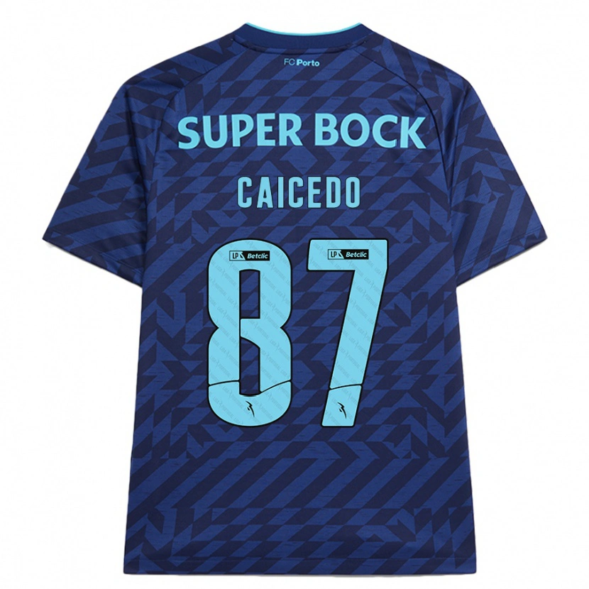 Danxen Dames Brayan Caicedo #87 Marineblauw Thuisshirt Derde Tenue 2024/25 T-Shirt