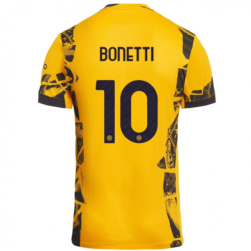 Danxen Dames Tatiana Bonetti #10 Goud Zwart Thuisshirt Derde Tenue 2024/25 T-Shirt