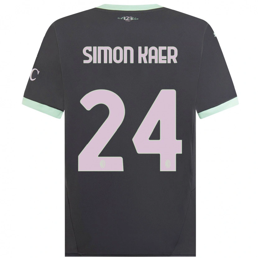 Danxen Dames Simon Kaer #24 Grijs Thuisshirt Derde Tenue 2024/25 T-Shirt