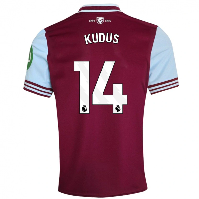 Danxen Kinderen Mohammed Kudus #14 Donkerrood Thuisshirt Thuistenue 2024/25 T-Shirt