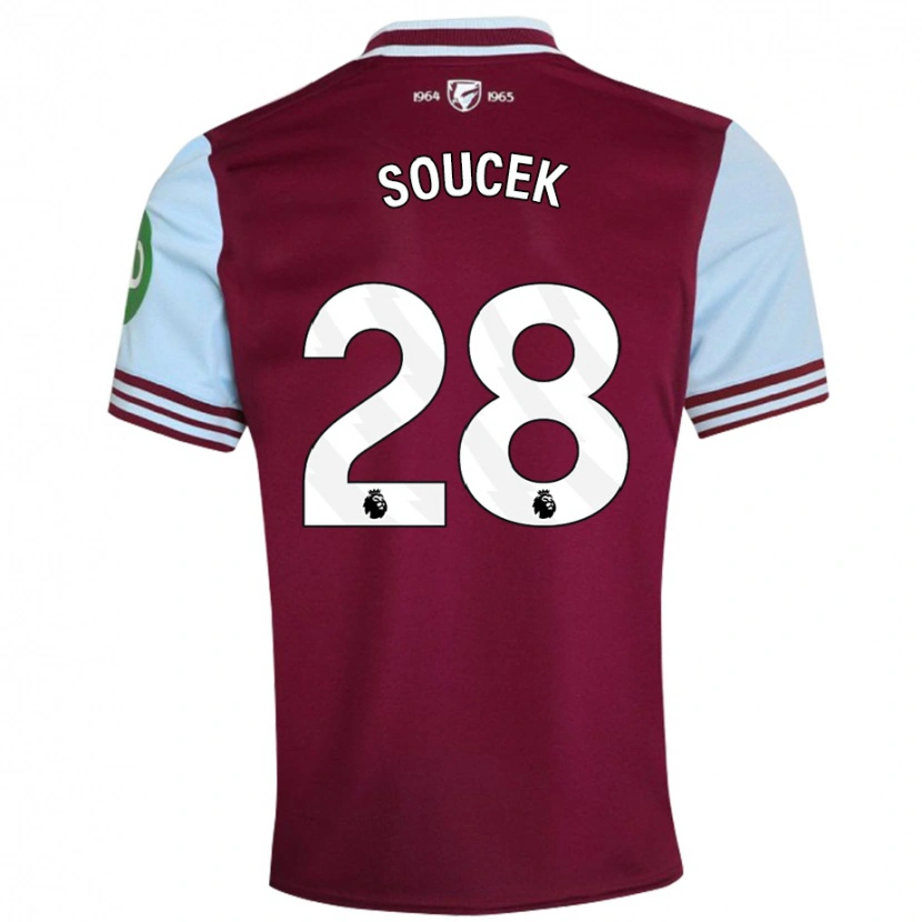 Danxen Kinderen Tomas Soucek #28 Donkerrood Thuisshirt Thuistenue 2024/25 T-Shirt