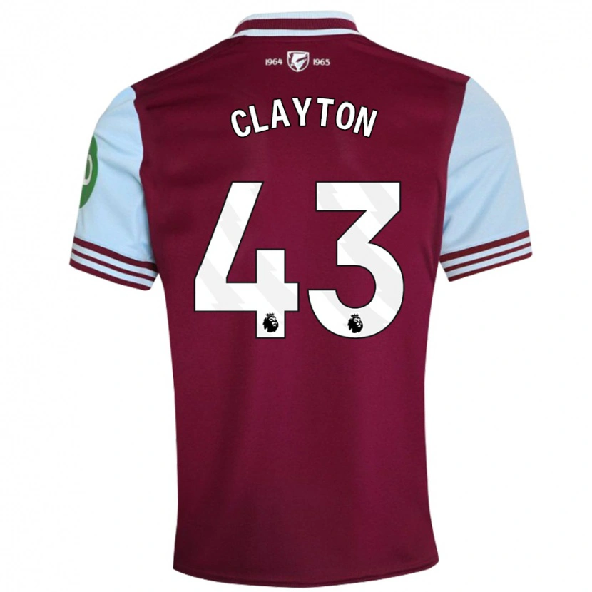 Danxen Kinderen Regan Clayton #43 Donkerrood Thuisshirt Thuistenue 2024/25 T-Shirt