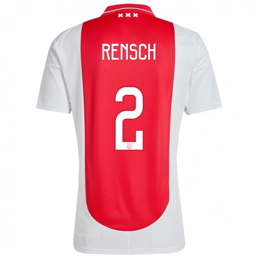 Danxen Kinderen Devyne Rensch #2 Rood Wit Thuisshirt Thuistenue 2024/25 T-Shirt