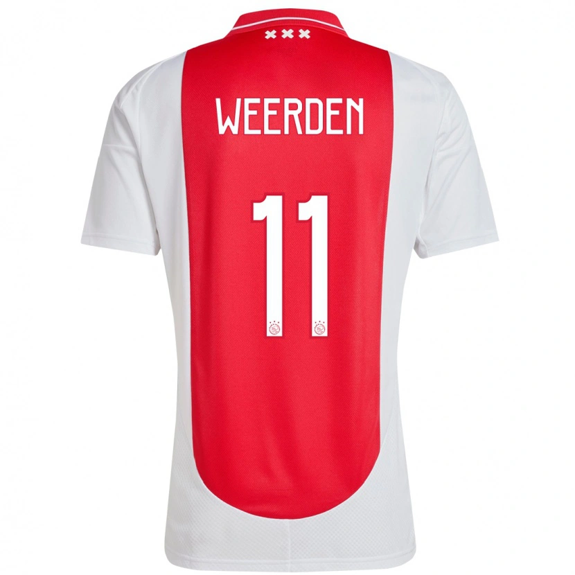 Danxen Kinderen Ashleigh Weerden #11 Rood Wit Thuisshirt Thuistenue 2024/25 T-Shirt