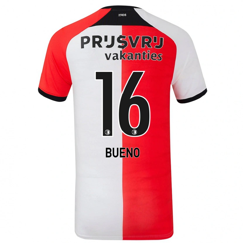 Danxen Kinderen Hugo Bueno #16 Rood Wit Thuisshirt Thuistenue 2024/25 T-Shirt