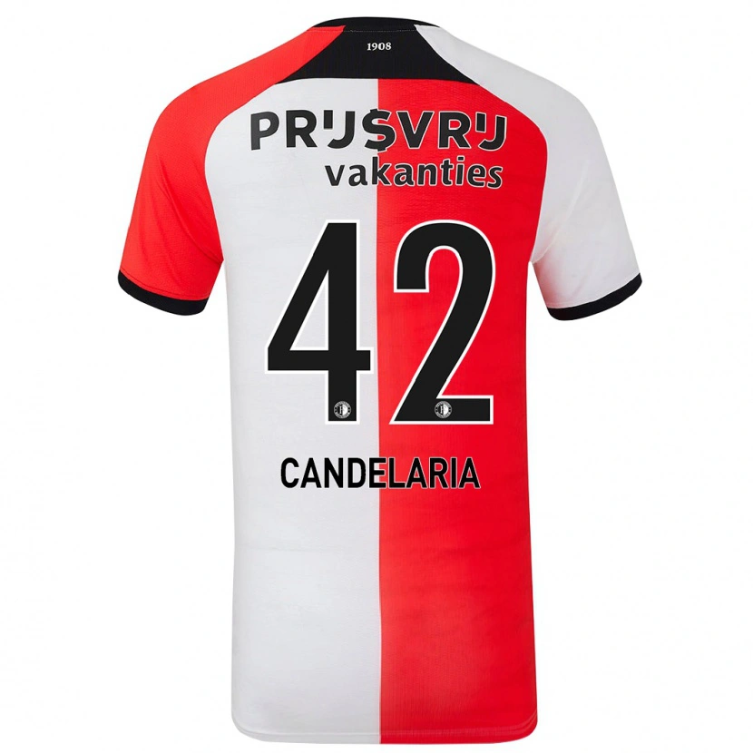 Danxen Kinderen Jayden Candelaria #42 Rood Wit Thuisshirt Thuistenue 2024/25 T-Shirt