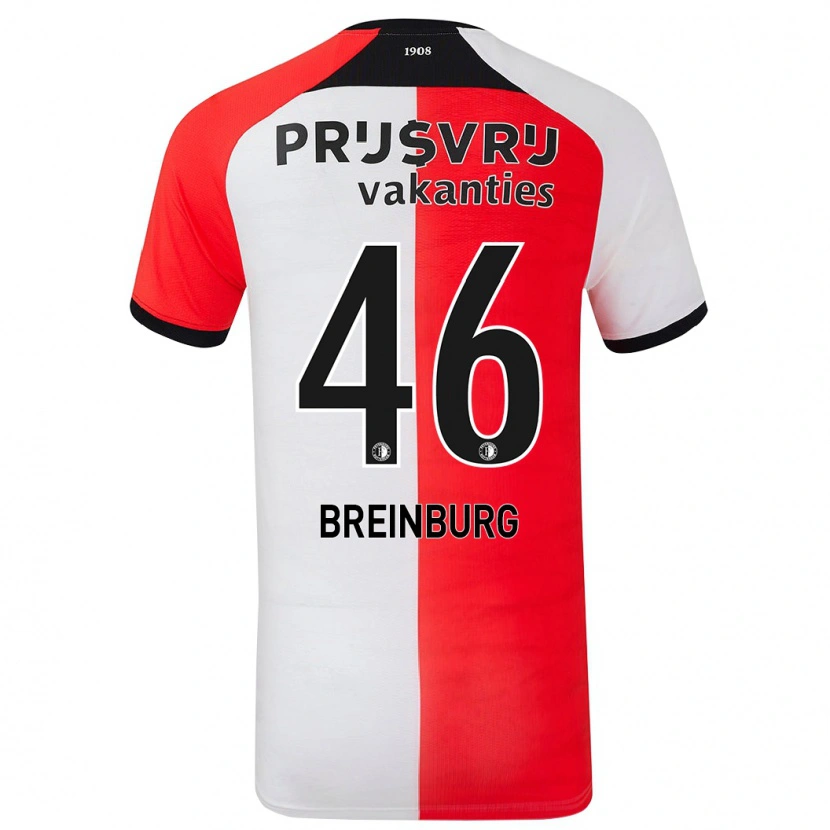 Danxen Kinderen Rainey Breinburg #46 Rood Wit Thuisshirt Thuistenue 2024/25 T-Shirt