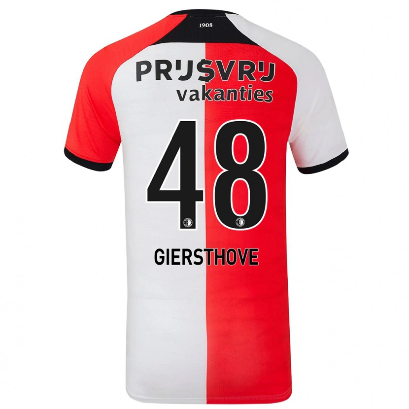 Danxen Kinderen Djomar Giersthove #48 Rood Wit Thuisshirt Thuistenue 2024/25 T-Shirt