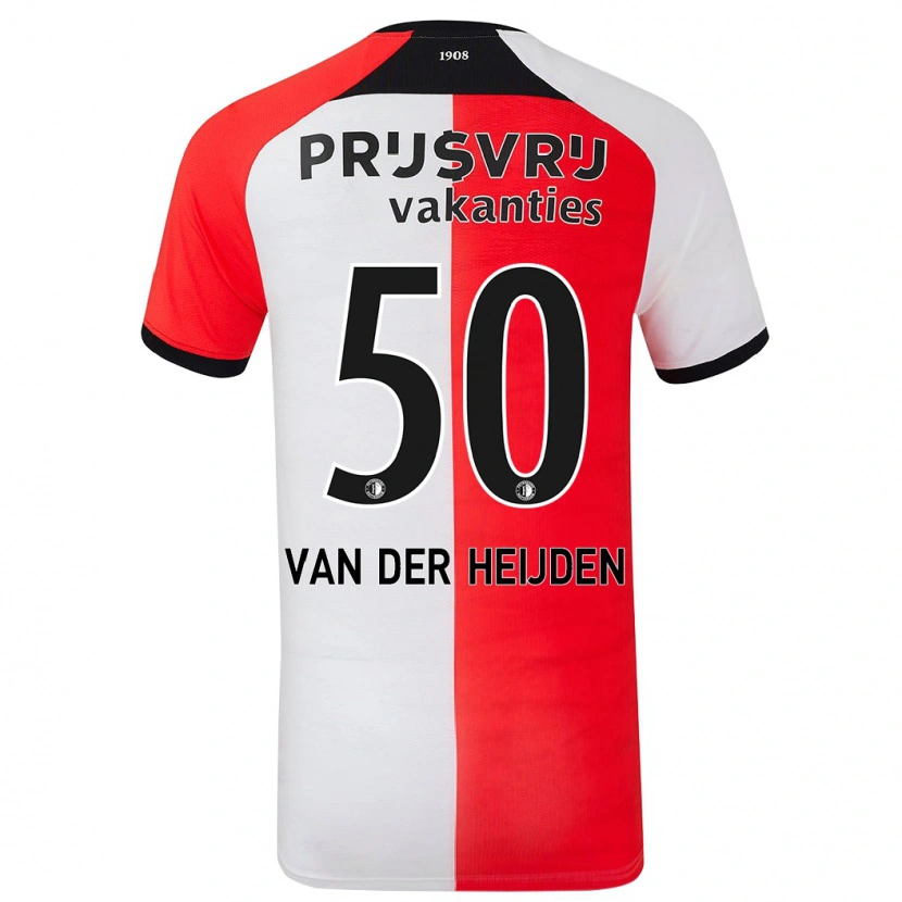 Danxen Kinderen Délano Van Der Heijden #50 Rood Wit Thuisshirt Thuistenue 2024/25 T-Shirt