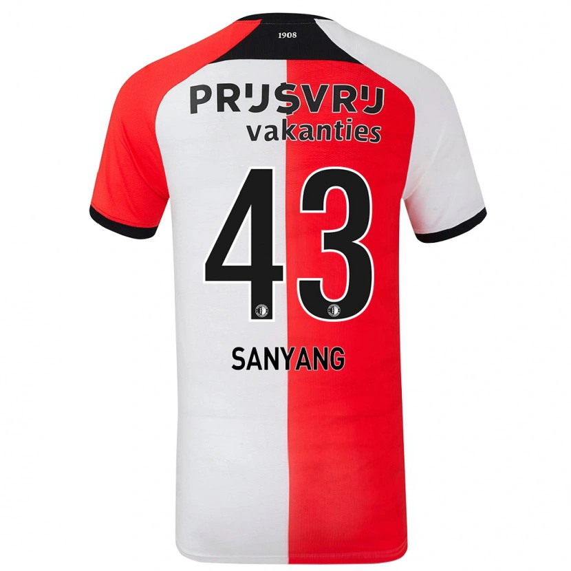 Danxen Kinderen Amadou-David Sanyang #43 Rood Wit Thuisshirt Thuistenue 2024/25 T-Shirt