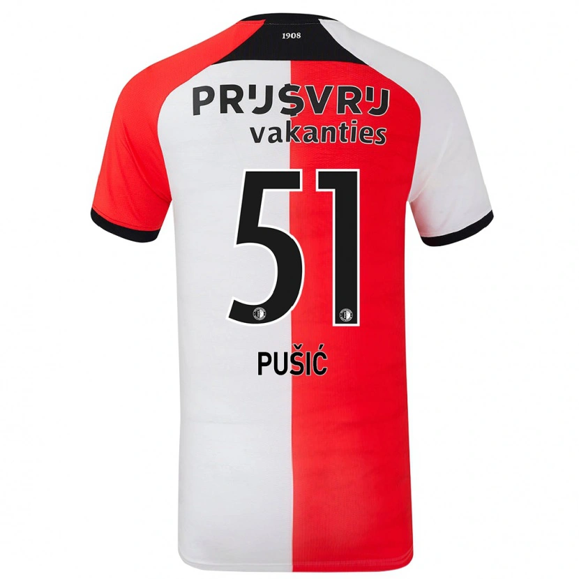 Danxen Kinderen Noah Pušić #51 Rood Wit Thuisshirt Thuistenue 2024/25 T-Shirt