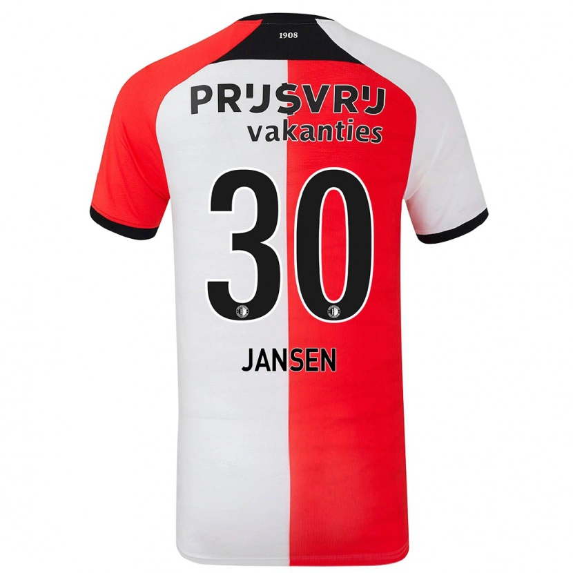 Danxen Kinderen Thijs Jansen #30 Rood Wit Thuisshirt Thuistenue 2024/25 T-Shirt