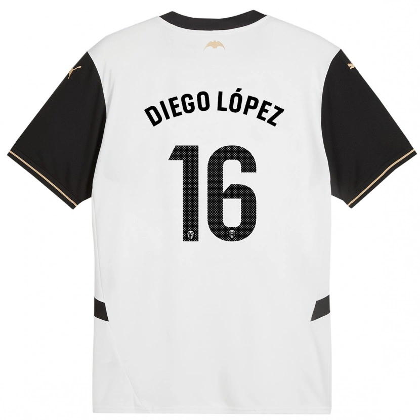 Danxen Kinderen Diego López #16 Wit Zwart Thuisshirt Thuistenue 2024/25 T-Shirt