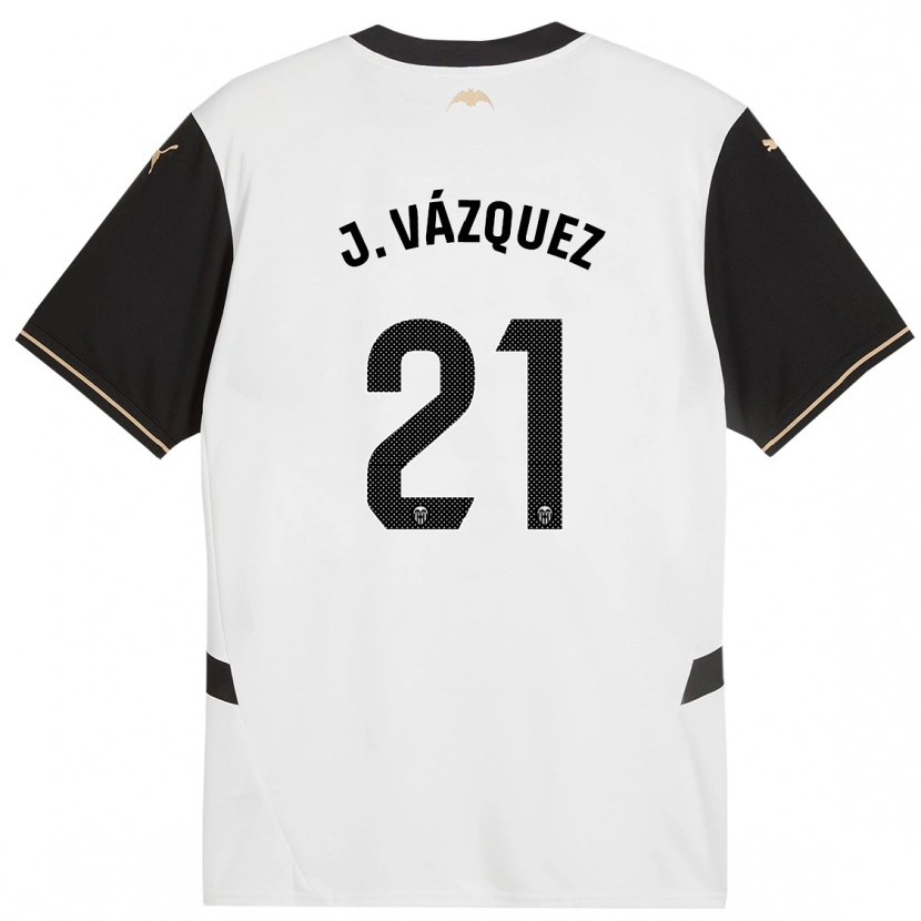 Danxen Kinderen Jesús Vázquez #21 Wit Zwart Thuisshirt Thuistenue 2024/25 T-Shirt