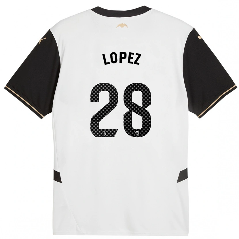 Danxen Kinderen Saray Lopez #28 Wit Zwart Thuisshirt Thuistenue 2024/25 T-Shirt