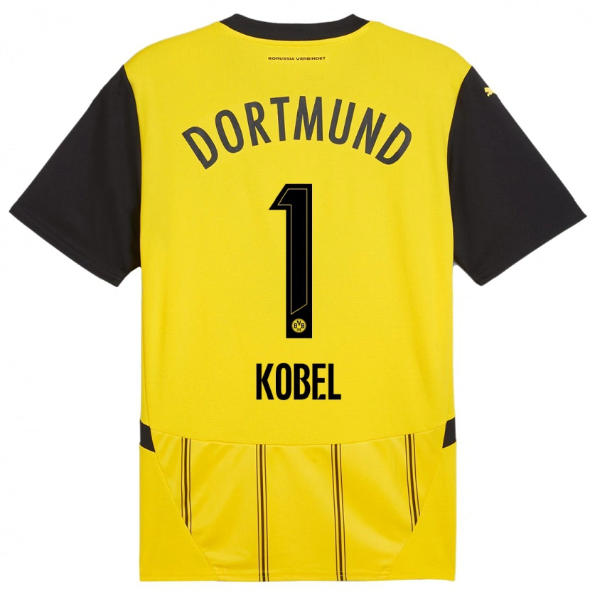 Danxen Kinderen Gregor Kobel #1 Geel Zwart Thuisshirt Thuistenue 2024/25 T-Shirt