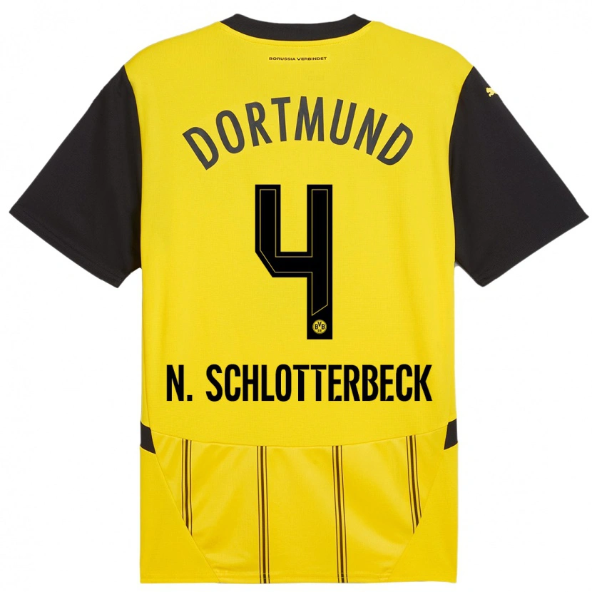 Danxen Kinderen Nico Schlotterbeck #4 Geel Zwart Thuisshirt Thuistenue 2024/25 T-Shirt