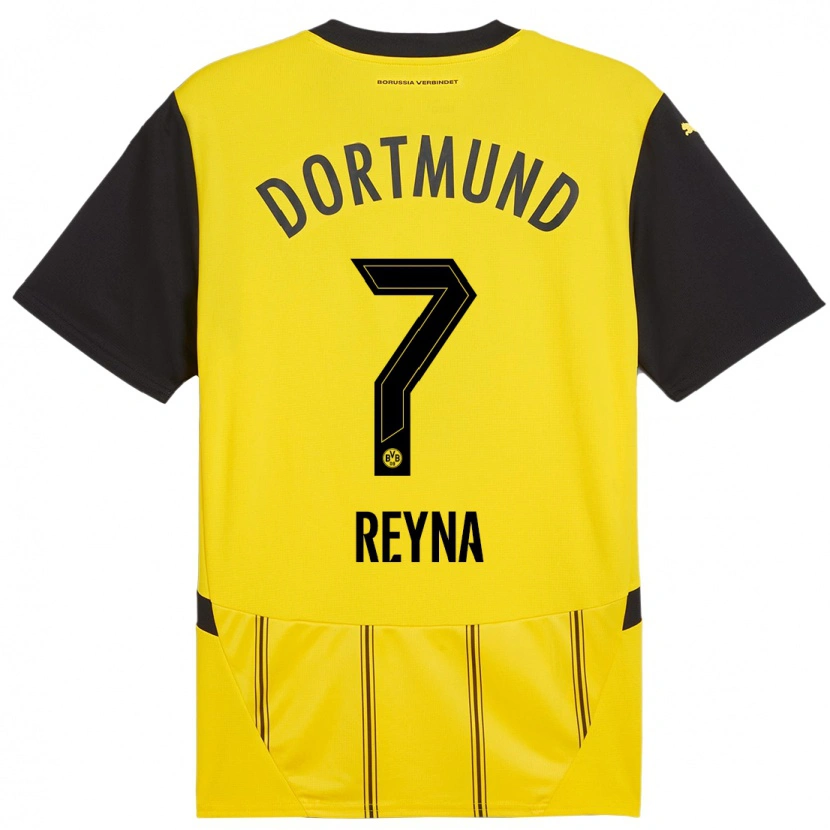 Danxen Kinderen Giovanni Reyna #7 Geel Zwart Thuisshirt Thuistenue 2024/25 T-Shirt