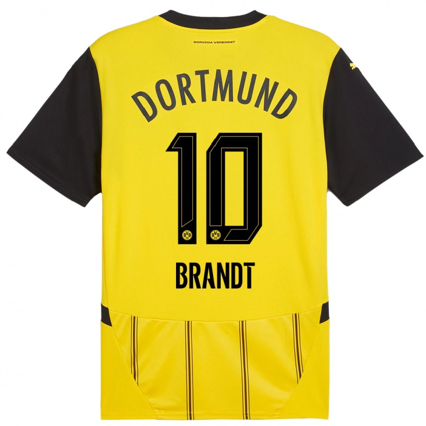 Danxen Kinderen Julian Brandt #10 Geel Zwart Thuisshirt Thuistenue 2024/25 T-Shirt