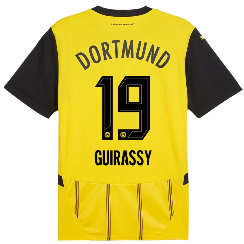 Danxen Kinderen Serhou Guirassy #19 Geel Zwart Thuisshirt Thuistenue 2024/25 T-Shirt