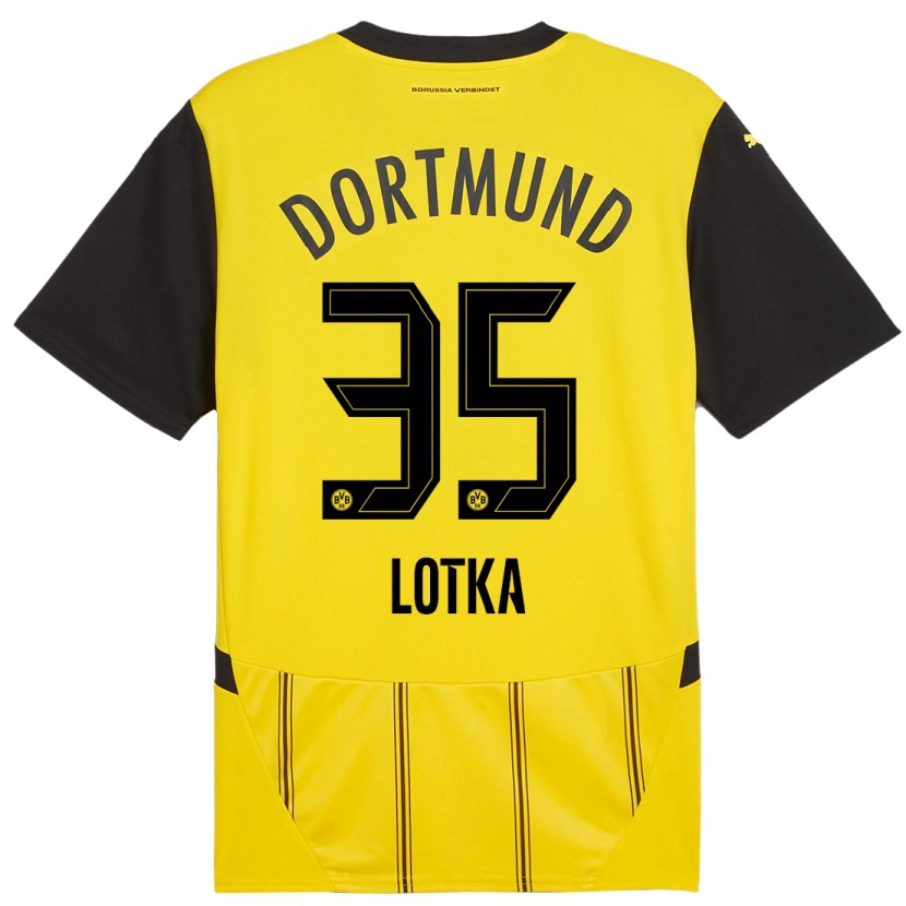 Danxen Kinderen Marcel Lotka #35 Geel Zwart Thuisshirt Thuistenue 2024/25 T-Shirt