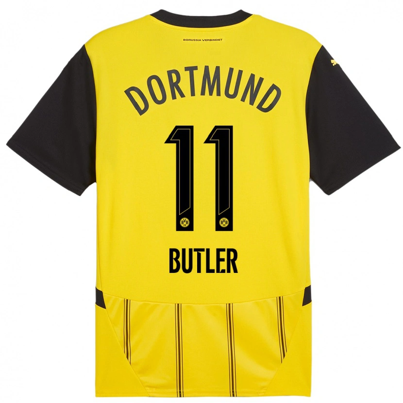 Danxen Kinderen Justin Butler #11 Geel Zwart Thuisshirt Thuistenue 2024/25 T-Shirt