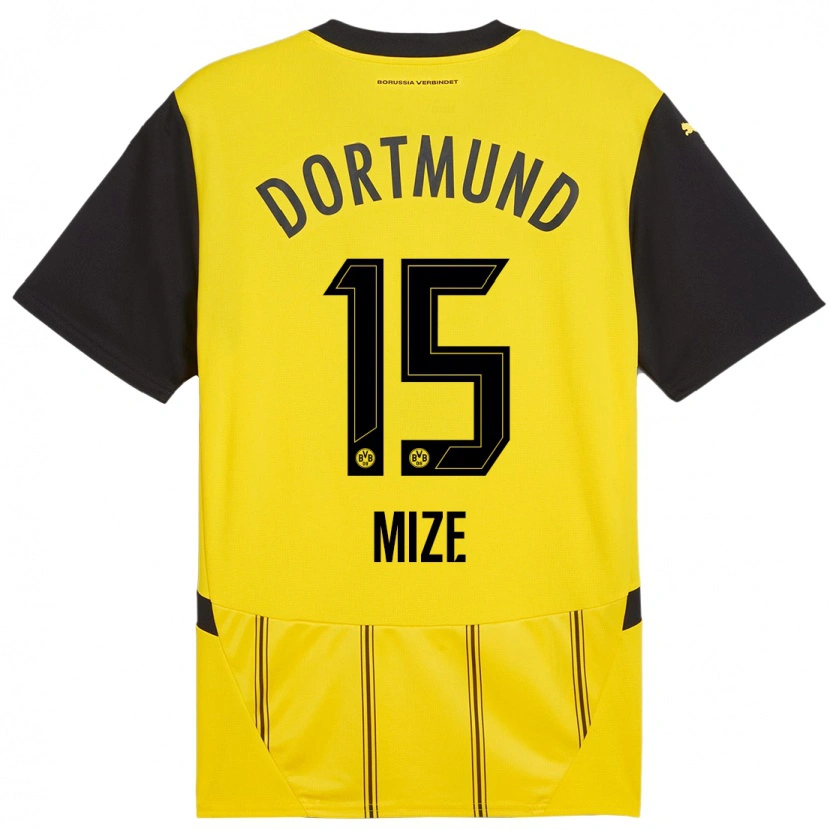 Danxen Kinderen Jack Mize #15 Geel Zwart Thuisshirt Thuistenue 2024/25 T-Shirt