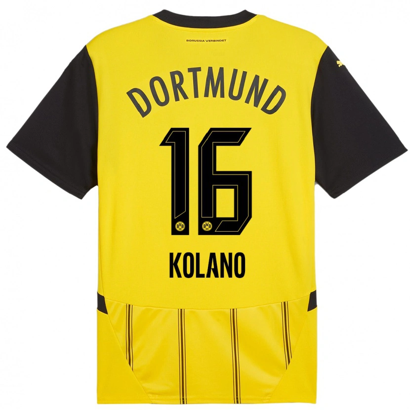 Danxen Kinderen Damian Kolano #16 Geel Zwart Thuisshirt Thuistenue 2024/25 T-Shirt