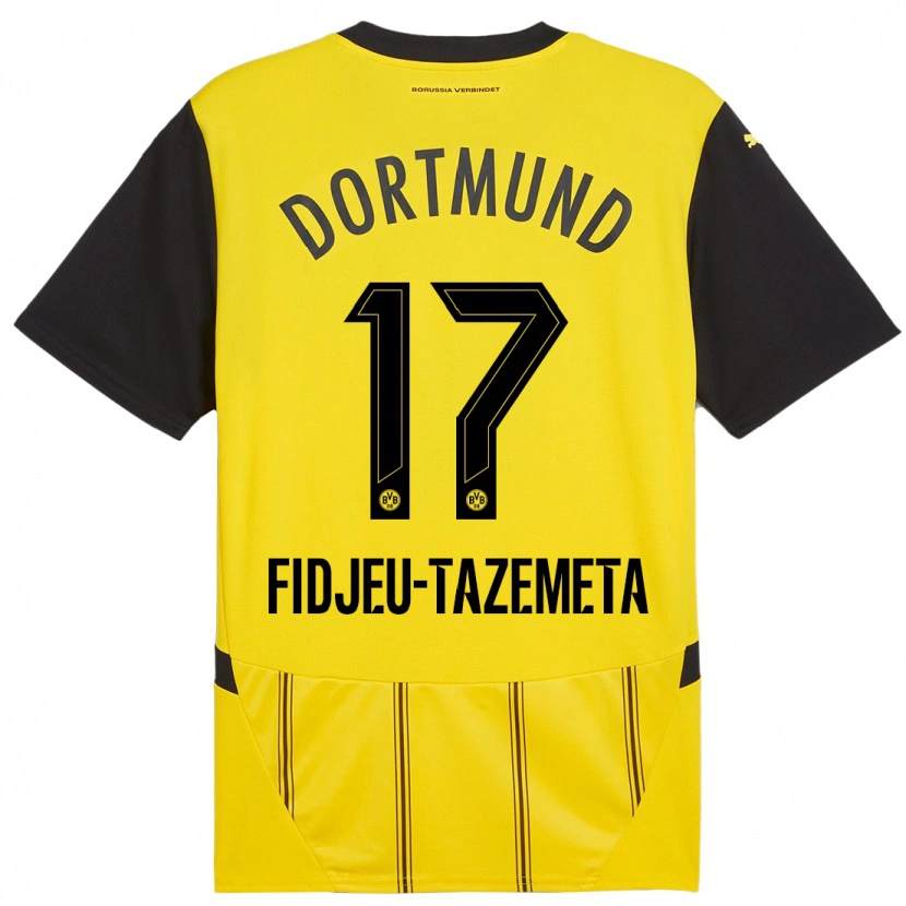 Danxen Kinderen Thierry Fidjeu-Tazemeta #17 Geel Zwart Thuisshirt Thuistenue 2024/25 T-Shirt