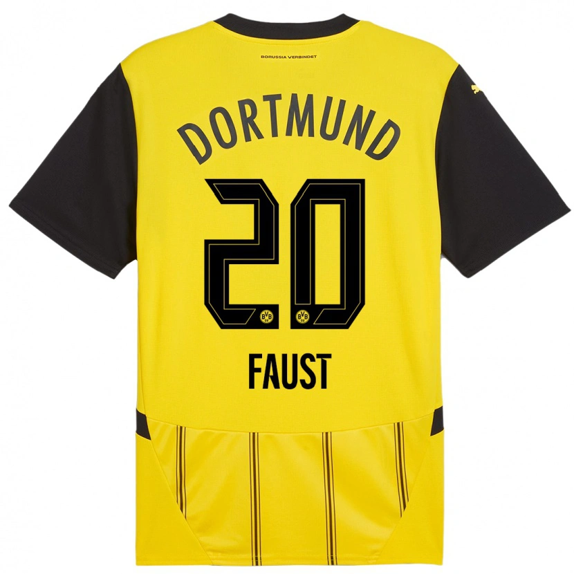 Danxen Kinderen Tom Faust #20 Geel Zwart Thuisshirt Thuistenue 2024/25 T-Shirt